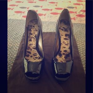 Sam Edelman Patent Leather Open Toe Heels